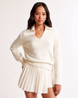 Textural Notch-Neck Sweater