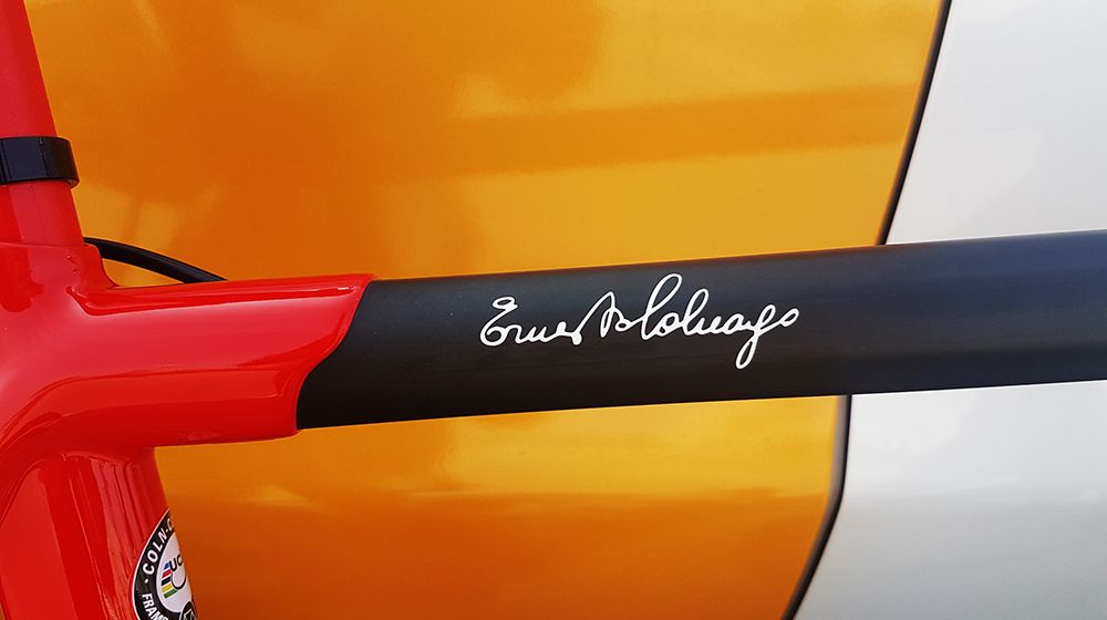 Ernesto Colnago's signature adorns the majority of the Colnago models' top tubes