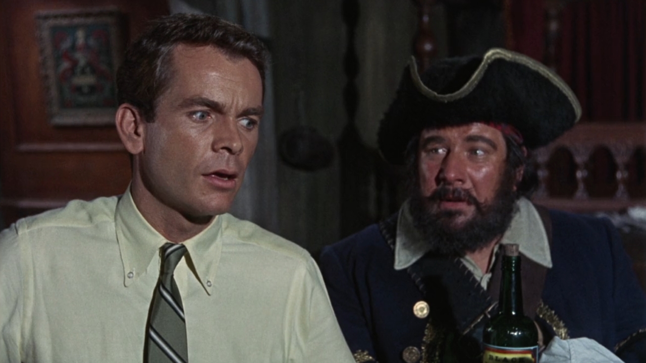 Dean Jones and Peter Ustinov in Blackbeard's Ghost