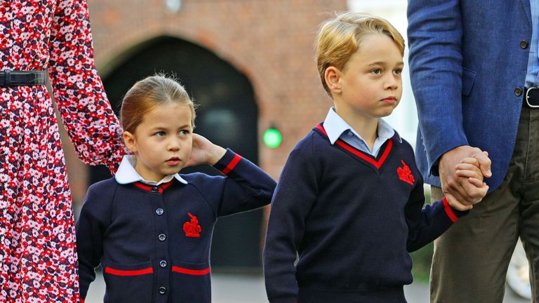 london, united kingdom september 5 princess charlotte arrives for her first day of school at thomass battersea in london, with her brother prince george and her parents the duke and duchess of cambridge on september 5, 2019 in london, england photo by aaron chown wpa poolgetty images