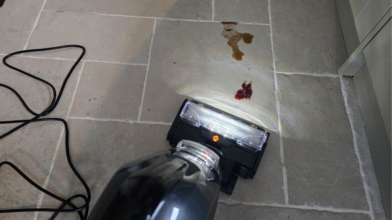 Bissell CrossWave HydroSteam Pet cleaning cranberry sauce and coffee stain