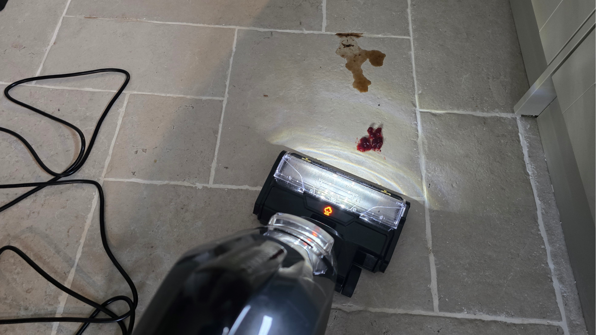 Bissell CrossWave HydroSteam Pet cleaning cranberry sauce and coffee stain