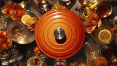 Birdseye view of the Le Creuset Flamme Doree collection