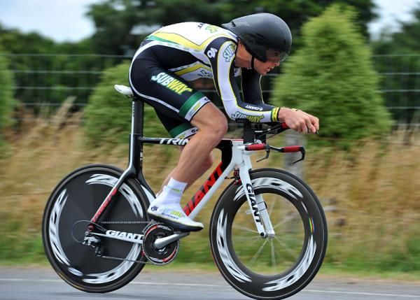 Sam Horgan of the Subway Pro Cycling Team trailed his team mate by 20 seconds to finish second in the 40km TT