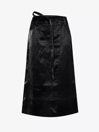 Low Rider croc-embossed faux-leather midi skirt