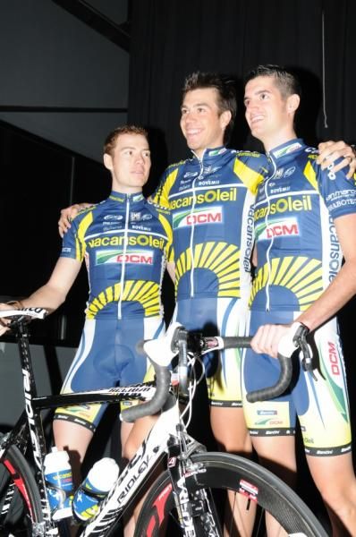The Vacansoleil riders pose with their new bike