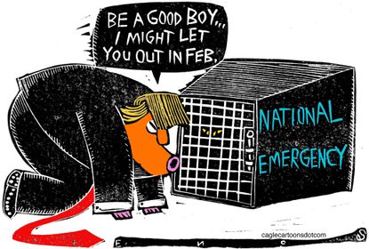 Political Cartoon U.S. Trump government shutdown National Emergency
