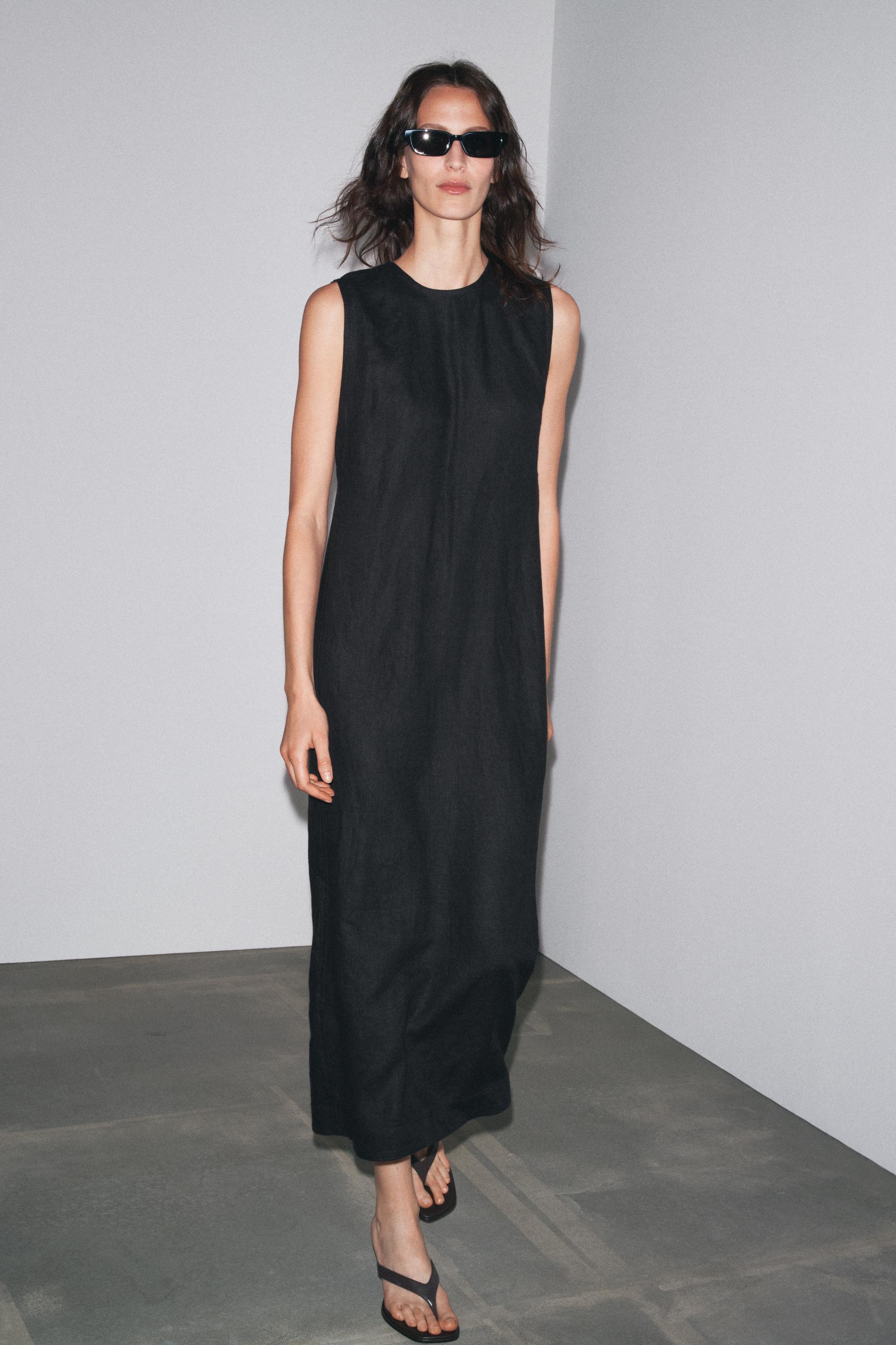 Zw Collection 100% Linen Midi Dress