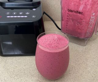 A berry smoothie made in the Blendtec blender