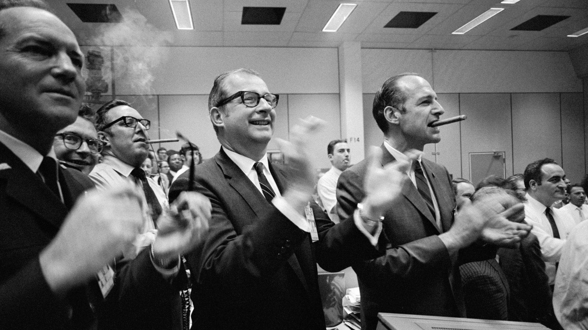 View of Mission Control Center during Apollo 13 Splashdown