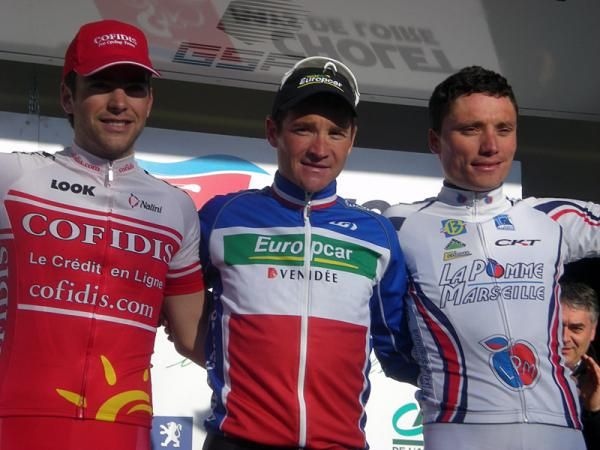 An all French podium with Tony Gallopin, Thomas Voeckler and Benjamin Giraud