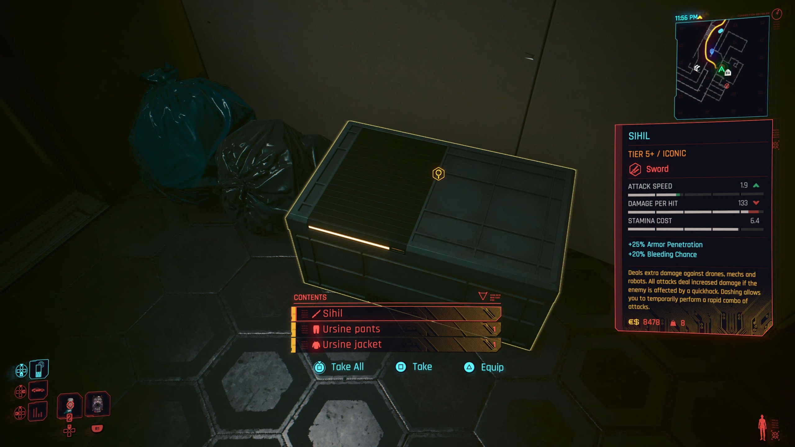 Ariadne leaves you a crate of gear for her quest in Cyberpunk 2077