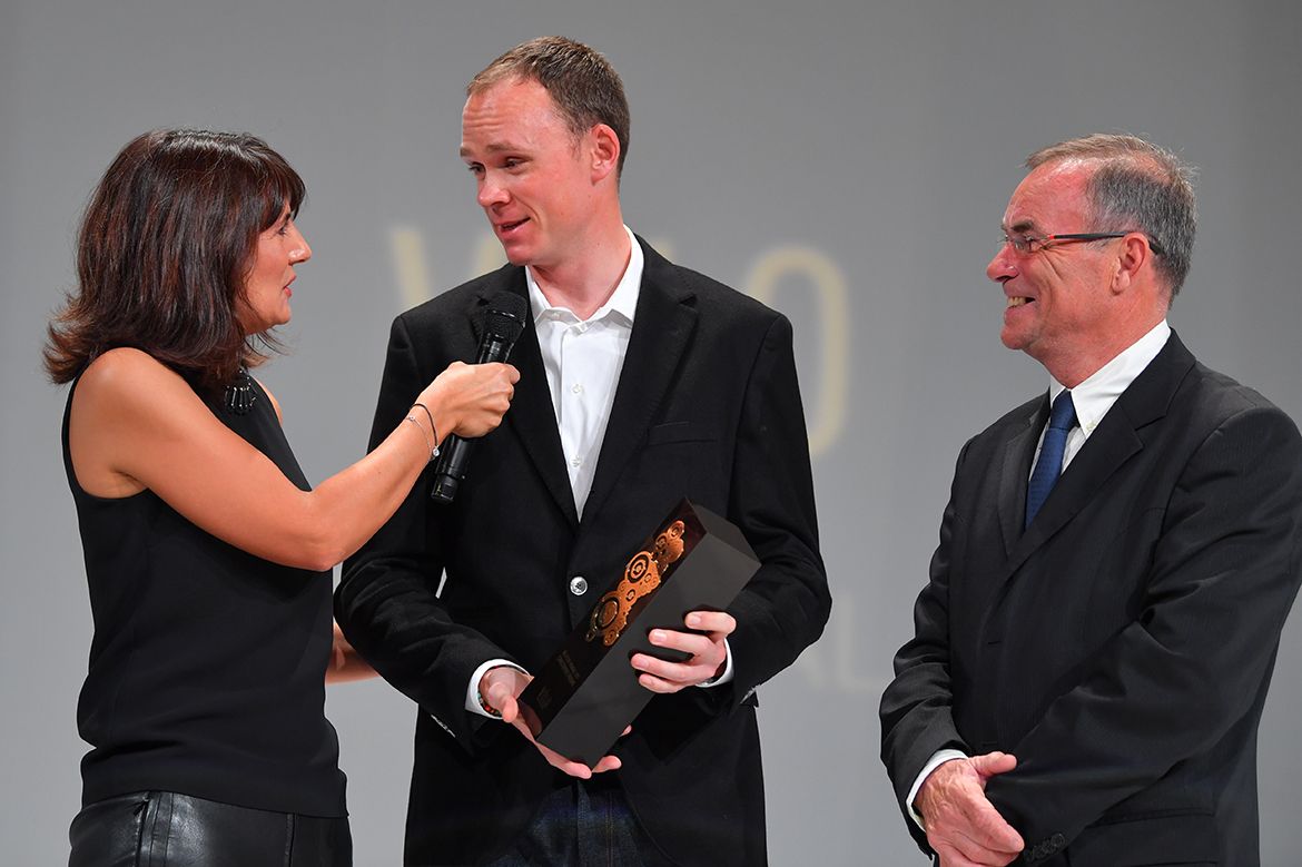 Chris Froome was presented with the Velo d'Or award