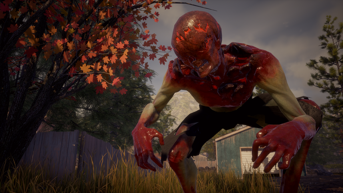 A bloody zombie crouching