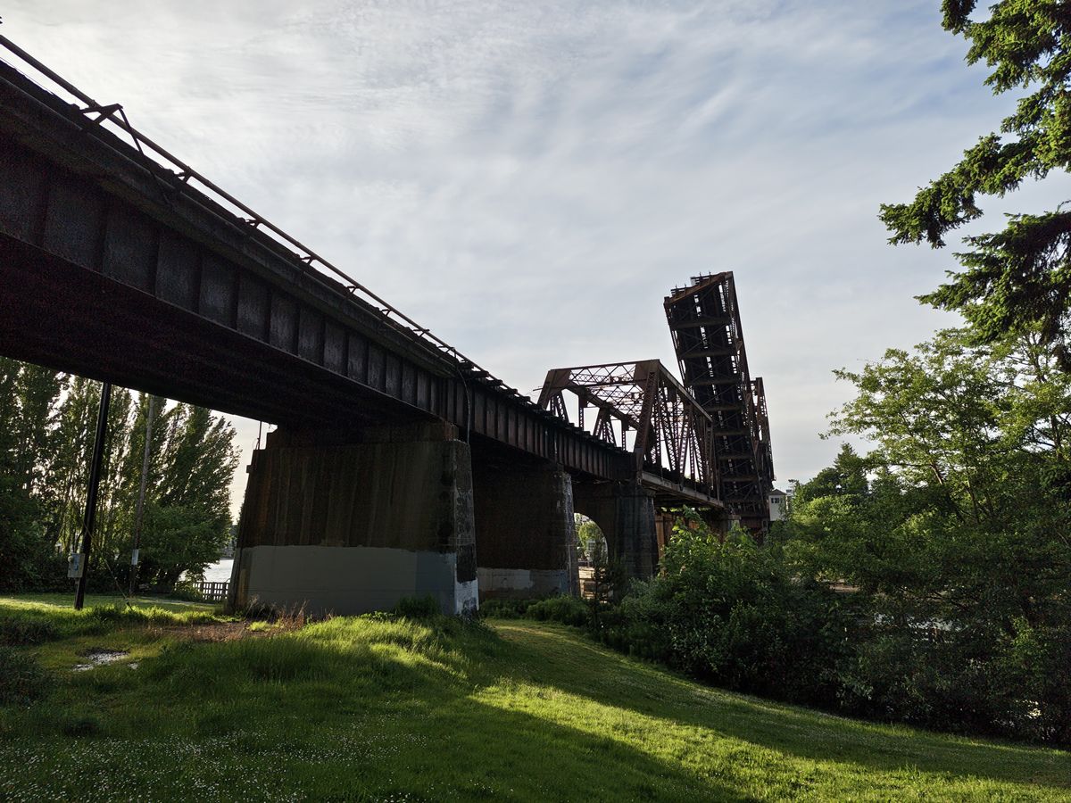A raised metallic bridge