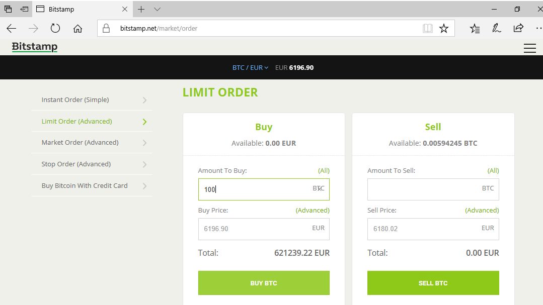 instant order bitstamp