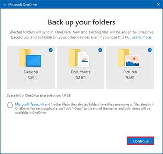 OneDrive folders backup