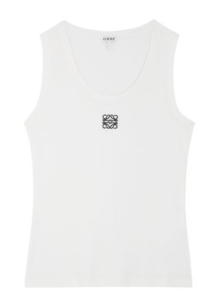 Anagram-Embroidered Stretch-Cotton Tank