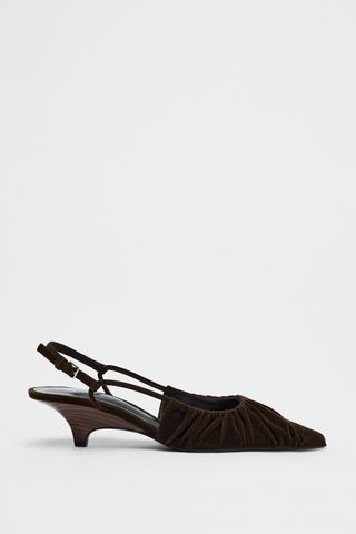 Velvet Look Ruched Slingback