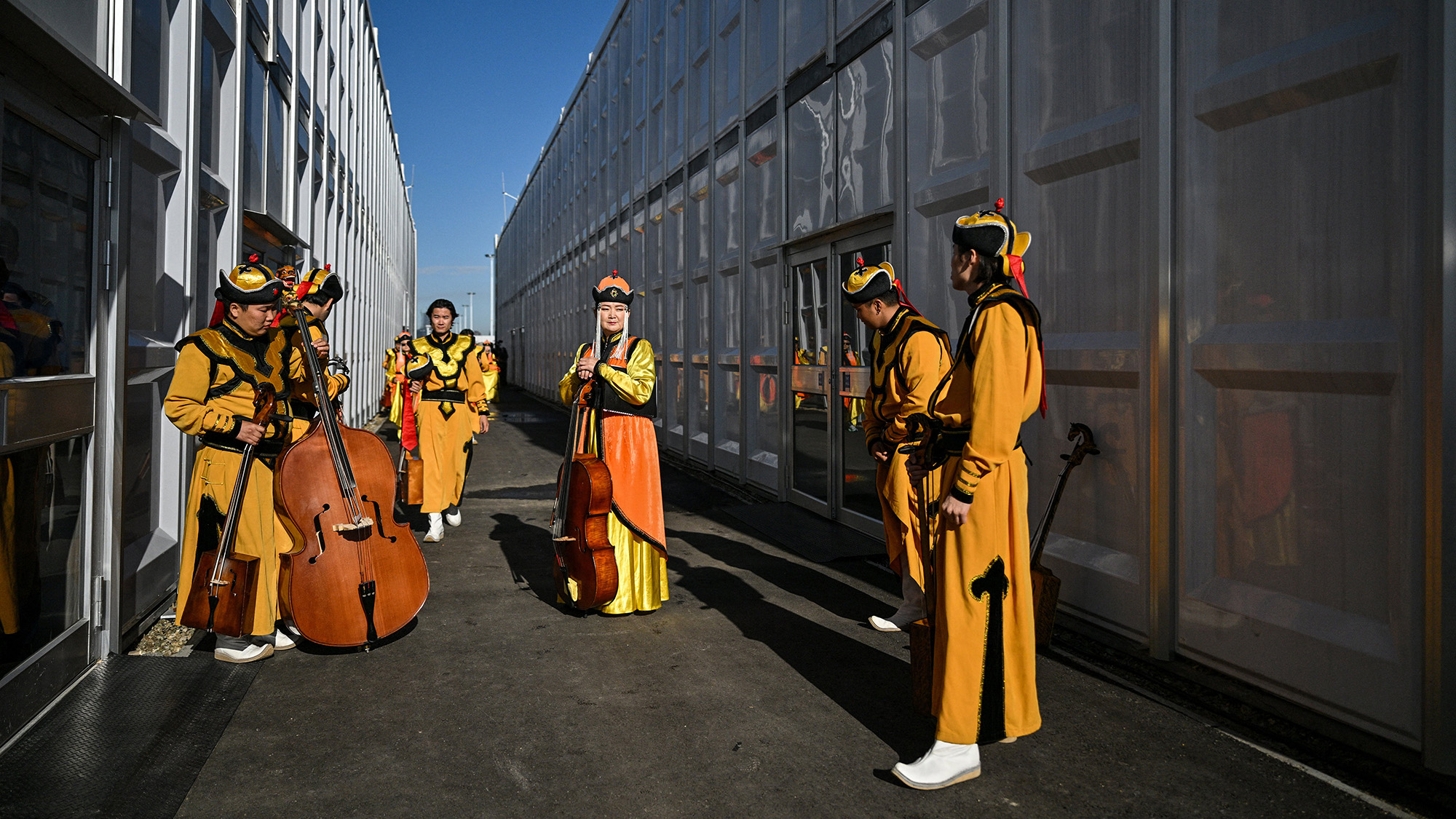 Musicians prepare to perform in the opening ceremony of the COP17 climate change conference in Ulaanbaatar, Mongolia
