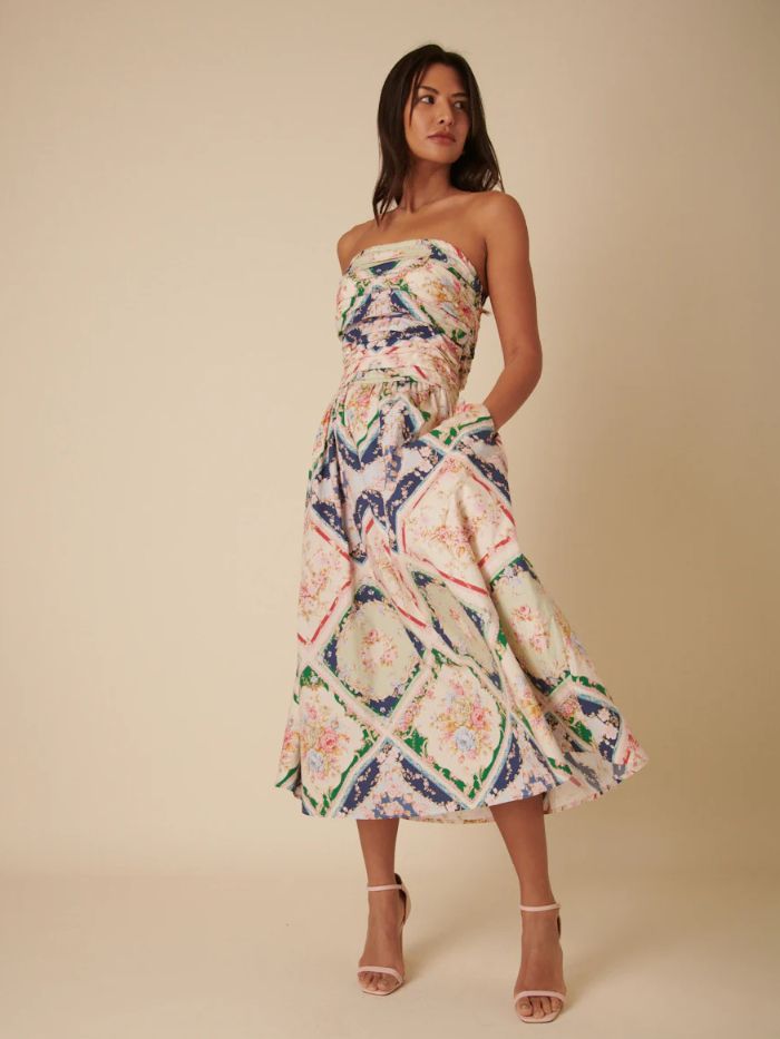 Nobody's Child Abstract Floral Bandeau Felicity Midi Dress