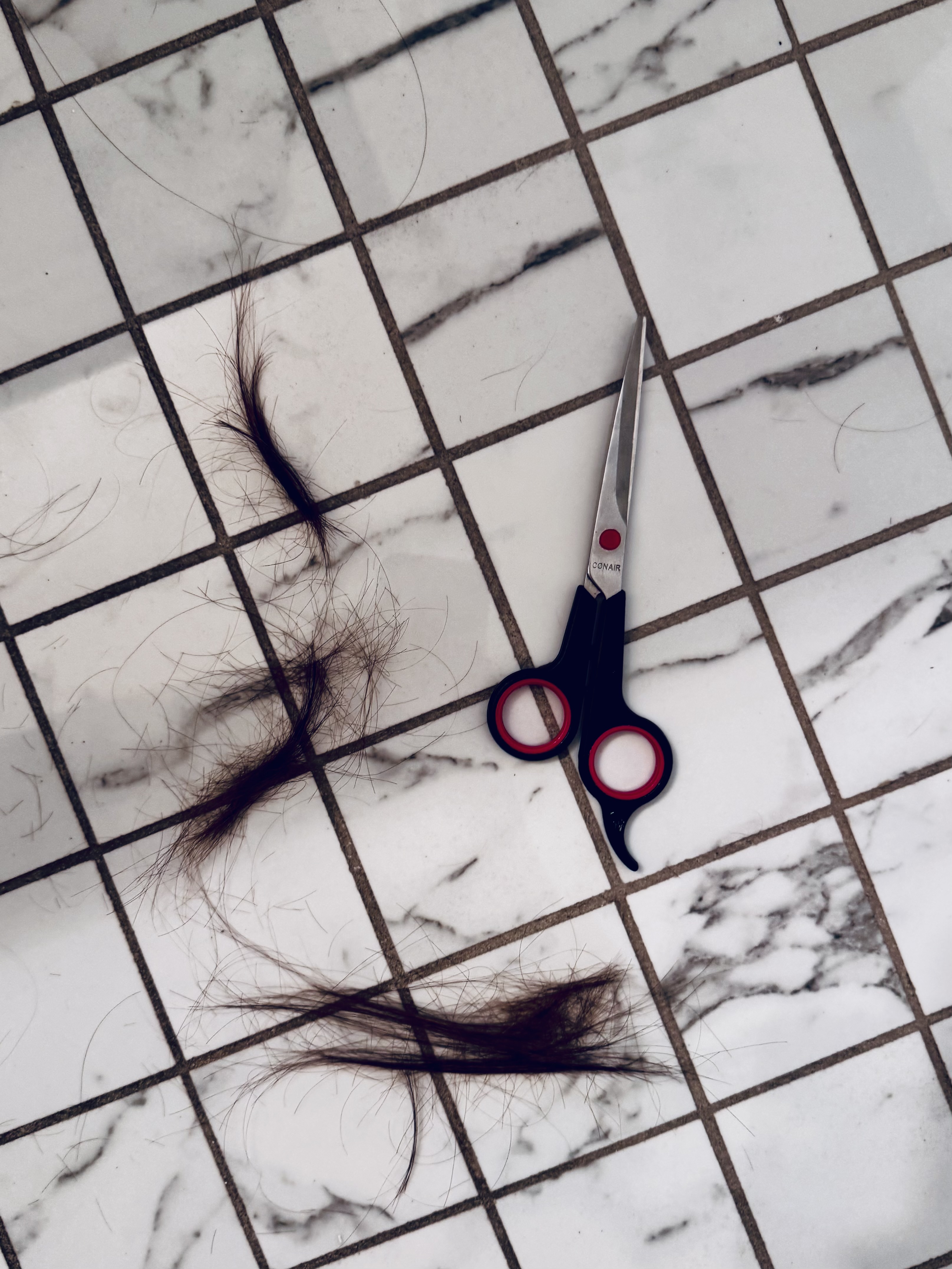Sophia Vilensky's floor after her at-home haircut.
