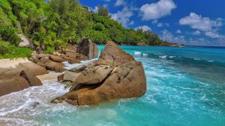 Mountains and ocean of Seychelles