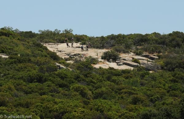 Some racers hiked while others attempted to ride this slickrock section