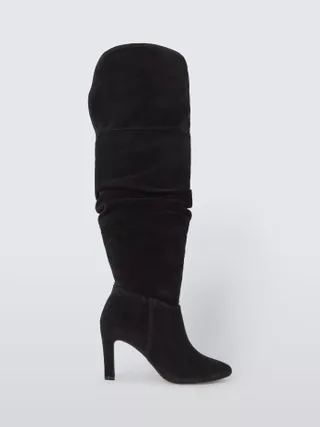 And/or Sapphire Suede Ruched Over the Knee Boots, Black