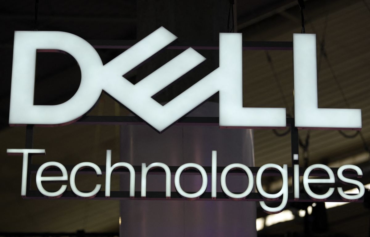 The logo for Dell Technologies displayed at the Mobile World Congress (MWC), the telecom industry&#039;s biggest annual gathering, in Barcelona on March 2, 2023