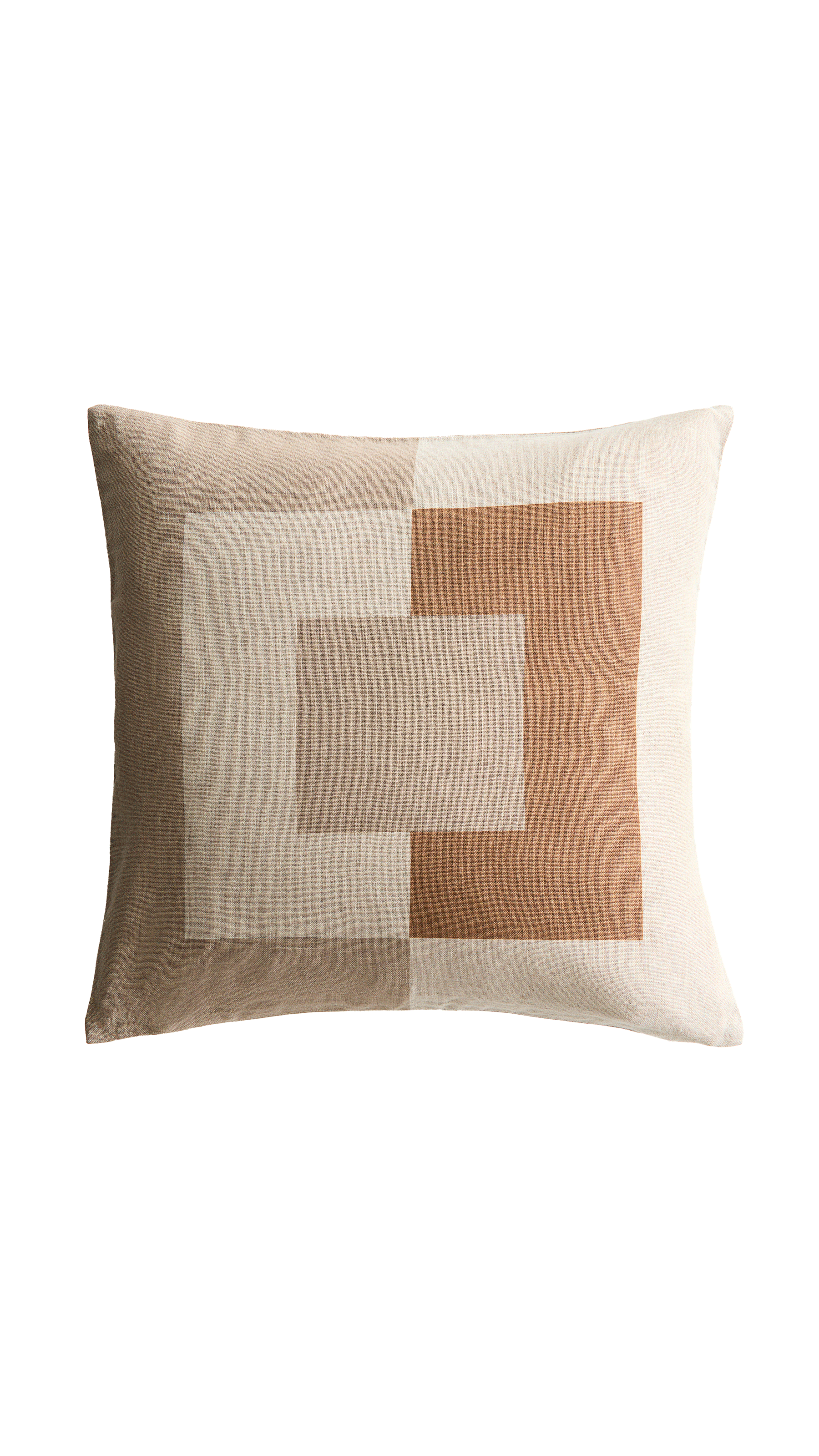 Linen blend cushion cover in Beige/Brown