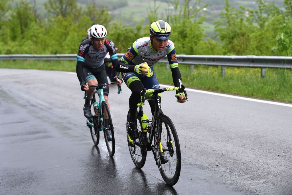 SESTOLA ITALY MAY 11 Christopher Juul Jensen of Denmark and Team BikeExchange Rein Taaramae of Estonia and Team Intermarch Wanty Gobert Matriaux in the Breakaway during the 104th Giro dItalia 2021 Stage 4 a 187km stage from Piacenza to Sestola 1020m Refreshment girodiitalia Giro UCIworldtour on May 11 2021 in Sestola Italy Photo by Tim de WaeleGetty Images