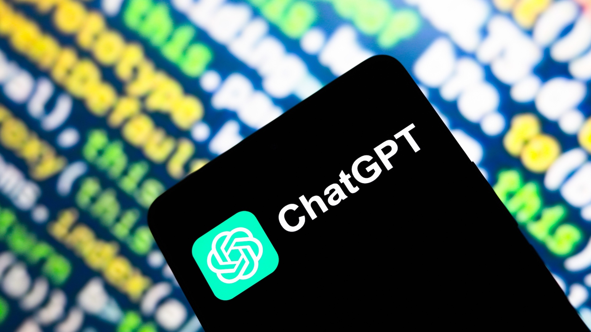 The ChatGPT logo displayed on a phone screen
