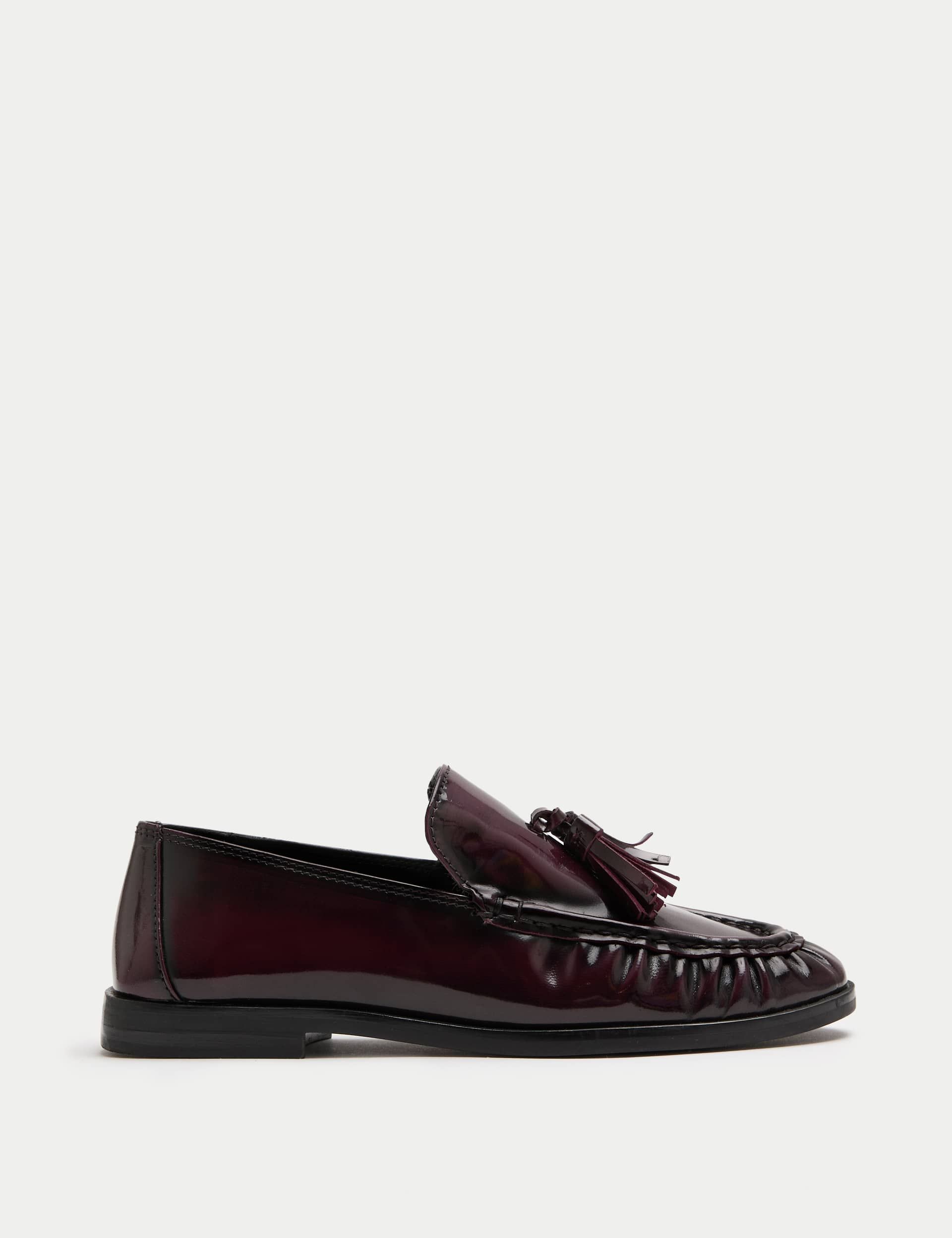 Leather Tassel Flat Loafers