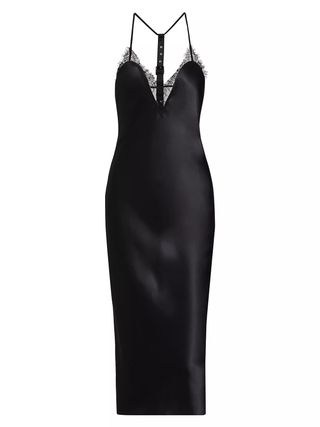 Fleur du Mal Lace-Trimmed Silk Slip Dress