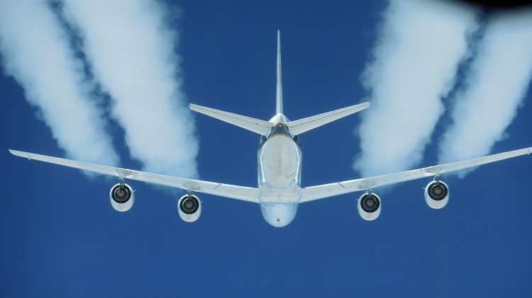 The DC-8 aircraft's four engines burned regular fuel or a mix of regular fuel and biofuel.