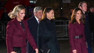 Zara Phillips, Michael Middleton, Carole Middleton, Pippa Middleton, James Matthews attend the 'Together at Christmas' Carol Service at Westminster Abbey on December 15, 2022 in London, England.