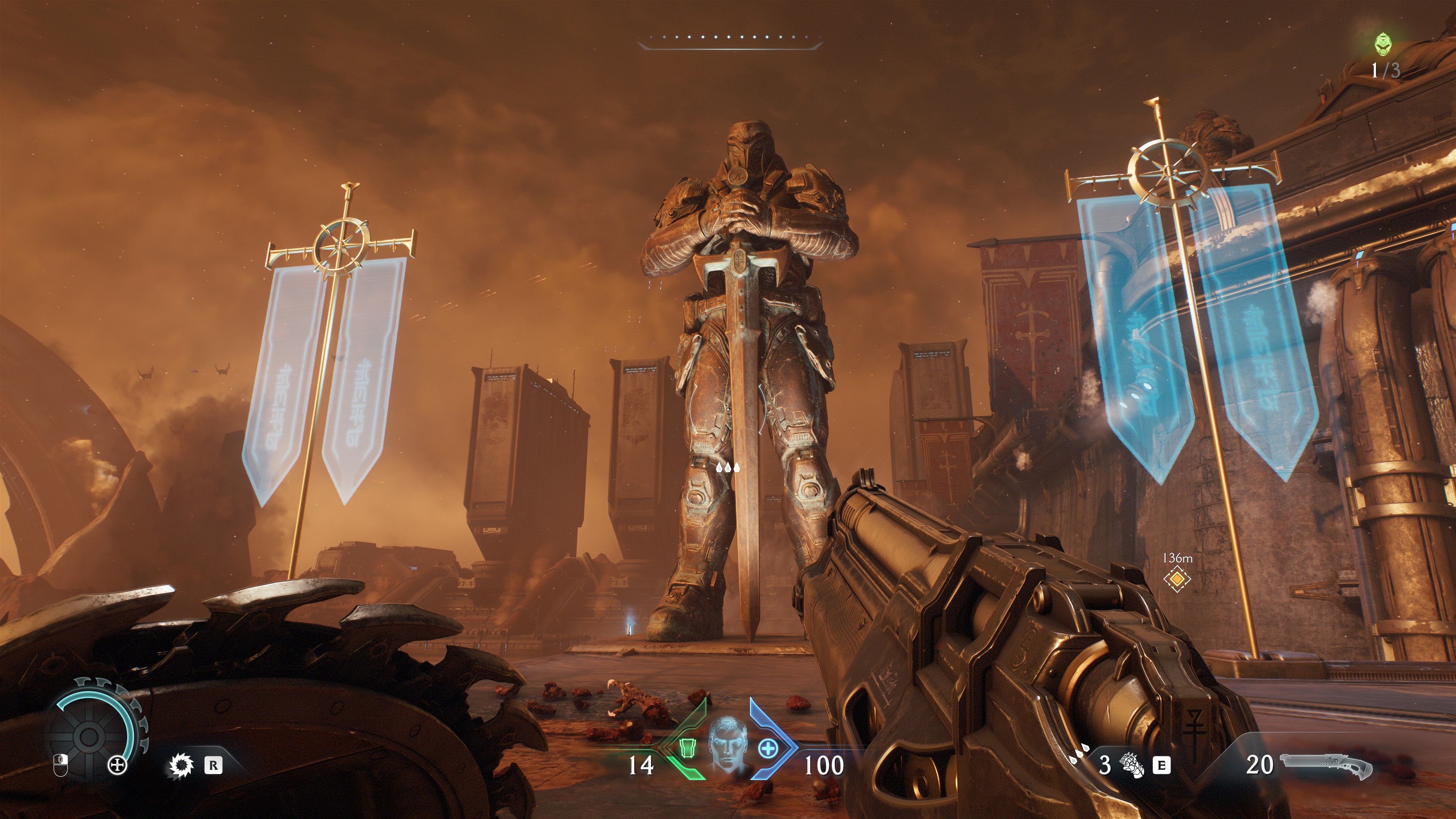 A screenshot from the PC version of Doom: The Dark Ages, using the Ultra quality preset