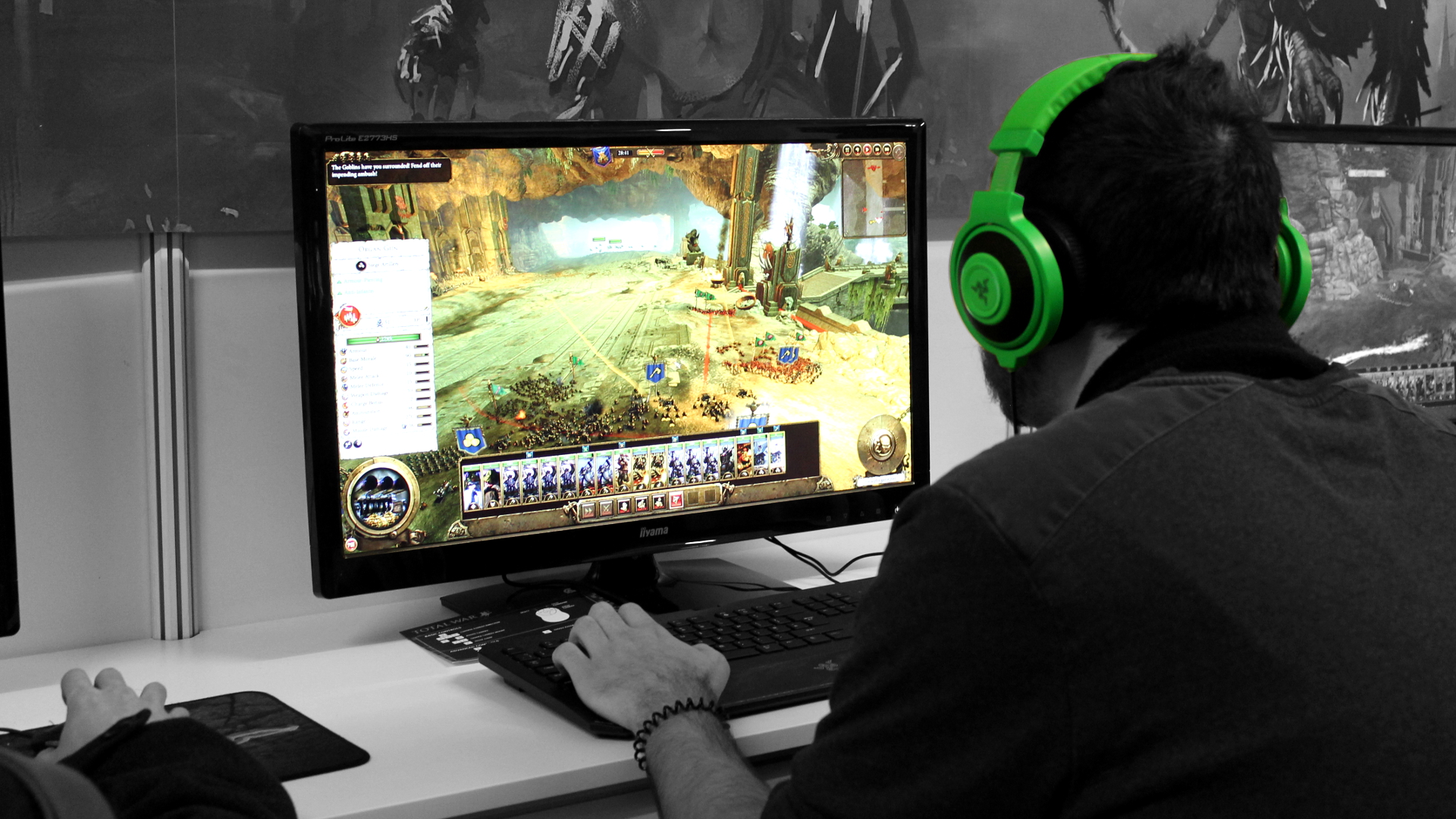 a gamer playing a PC game