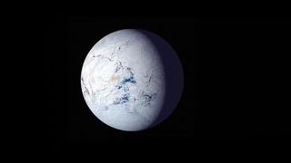 An illustration of Earth covered in ice