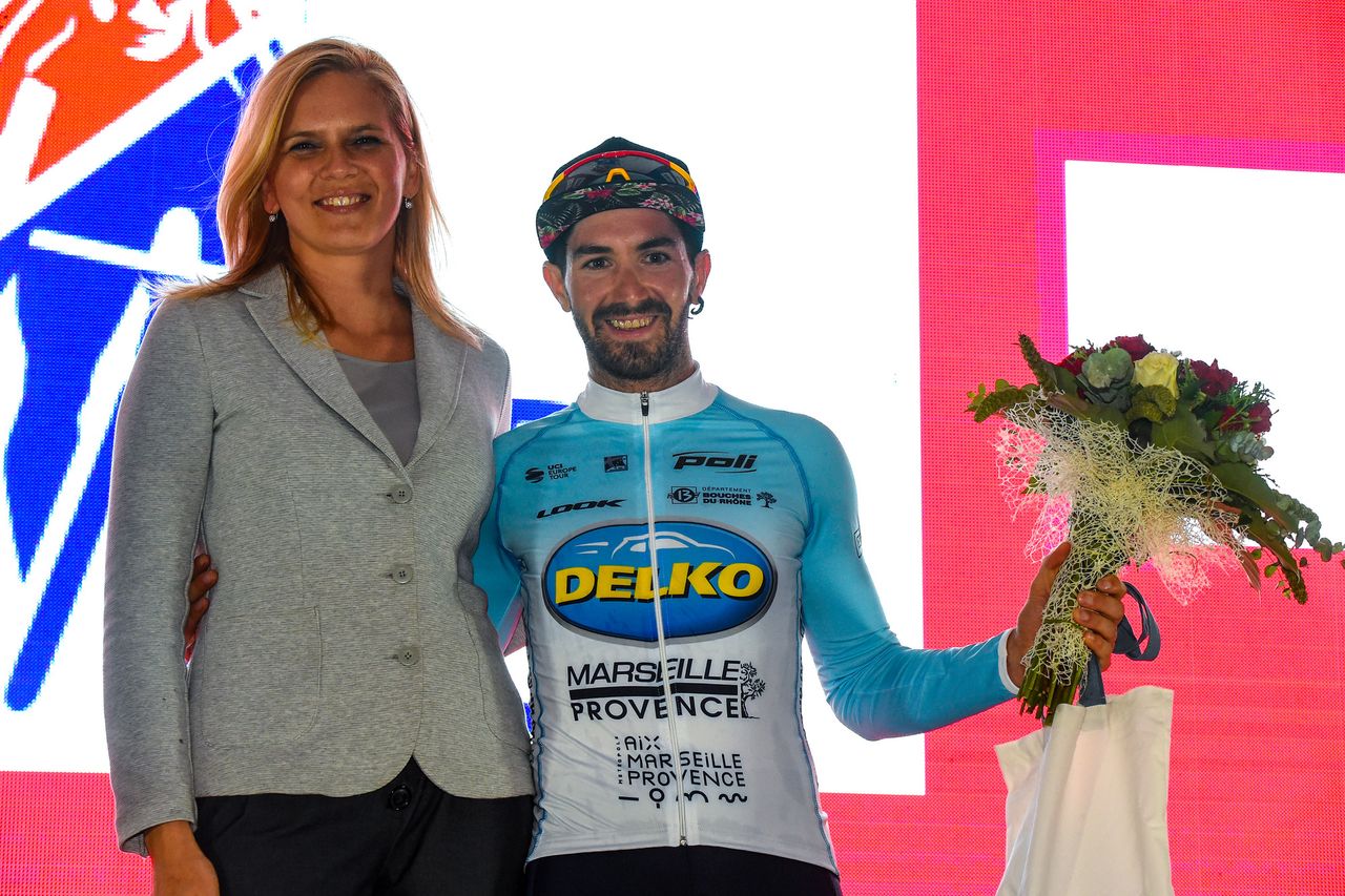 Grosu on the podium after his stage 2 win