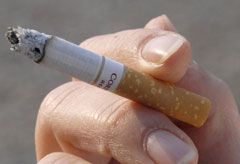 A woman smoking a cigarette