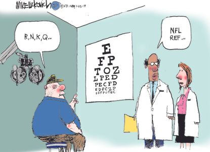 Editorial Cartoon U.S. NFL New Orleans Saints football Referee Eye Exam