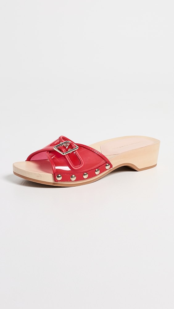 Paulie Studded Flat Sandals - Red