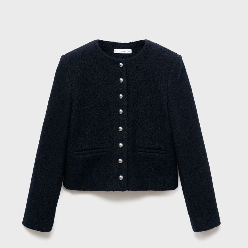 Mango , Boucl&amp;eacute; Jacket with Jewel Buttons