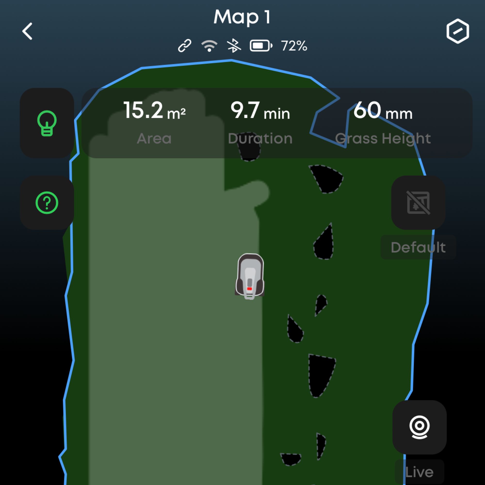 Eufy E15 Robot Lawn Mower mowing map in Eufy app