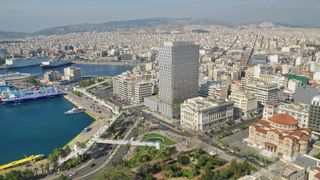 Athens architecture, art and design guide: Piraeus tower render aerial
