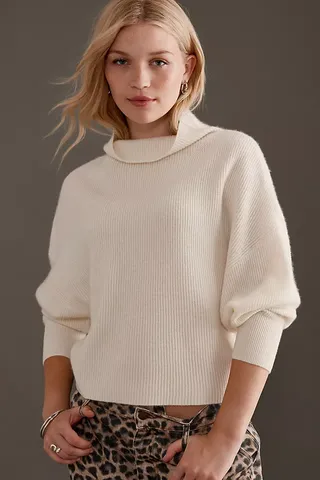 Pilcro Anir Ribbed Mock-Neck Cashmere Jumper