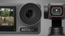The DJI Osmo Action 3 and DJI Pocket 2 on a grey background