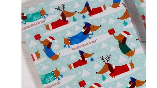 Christmas wrapping paper from Studio featuring Dachshund dogs